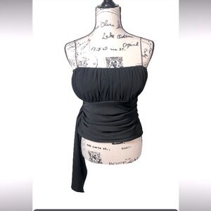 Vintage Cachet Black Formal Camisole Corset Top rouched thin straps plus size 14